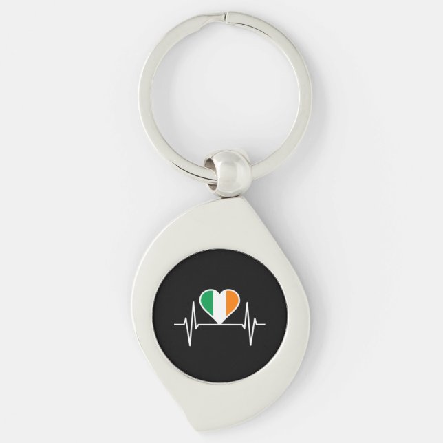 Porte-clés Bouton de coeur du drapeau irlandais (Devant)