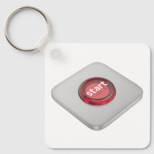 Porte-clés Bouton de démarrage rond rouge