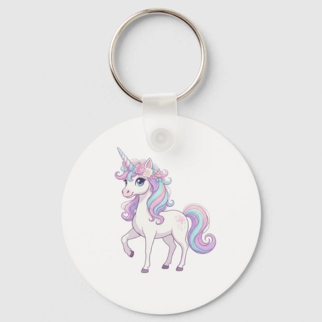 Porte-clés Bouton de fête licorne (Recto)