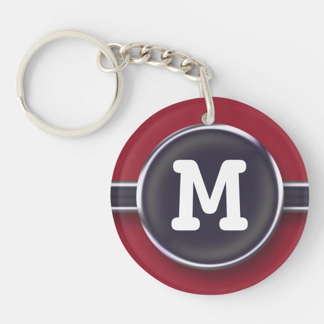 Porte-clés Bouton de machine à écrire de monogramme (Devant)