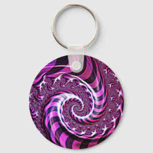 Porte-clés Bouton d'illusion de spirale rose et noire