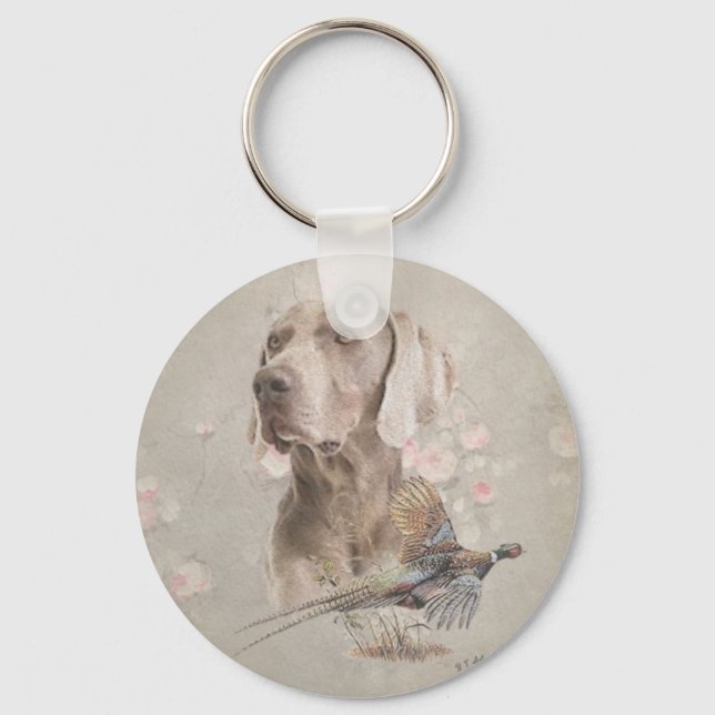 Porte-clés Bouton d'impression acrylique Weimaraner Tapestry  (Recto)