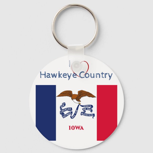 Porte-clés Bouton drapeau patriotique Hawkeyes Iowa (Recto)
