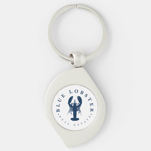 Porte-clés Bouton Immobilier Homard Bleu (Devant)