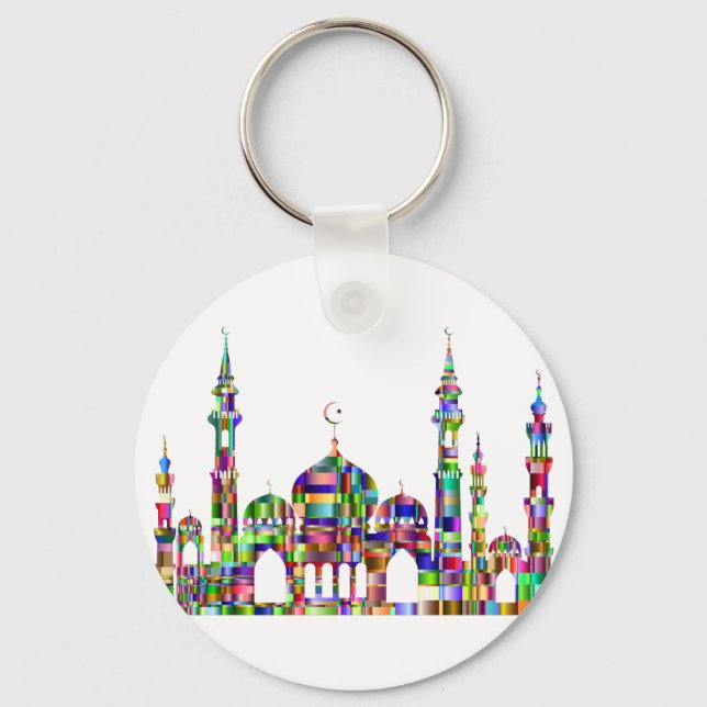 Porte-clés Bouton Porte - clé avec décoration de mosquée pris (Recto)