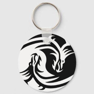 Porte-clés Bouton porte - clé Yin Yang Dragons