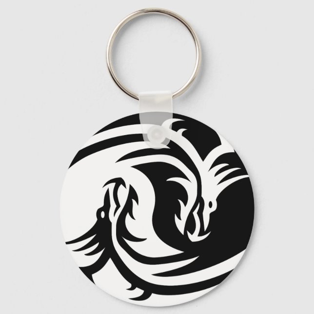 Porte-clés Bouton porte - clé Yin Yang Dragons (Recto)