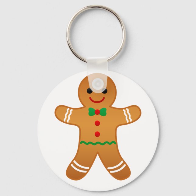 Porte-clés Bouton rond de base de Noël Gingerbread Man Gifts  (Recto)