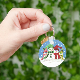 Porte-clés Bouton rond de la famille des Snowmen porte - clé