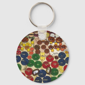 Porte-clés Boutons Vintages colorés stylisés