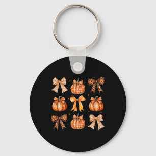 Porte-clés Bow Coquette d'automne Imprimé Léopard Citrouille