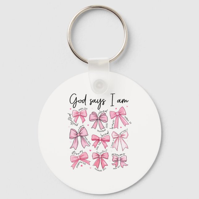 Porte-clés Bow God Say I Am Christian Girl Teen Women Bible V (Recto)