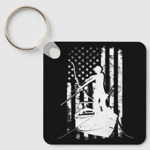 Porte-clés BowFishing Vintage Look American Flag Bow Chasse