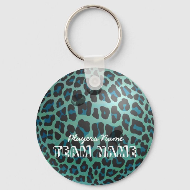 Porte-clés Bowling Ball Leopard Turquoise (Recto)