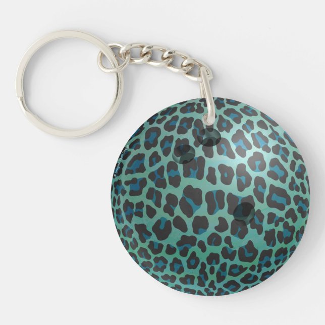 Porte-clés Bowling Ball Leopard Turquoise (Devant)