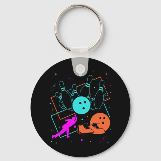 Porte-clés Bowling de l'équipe de Bowler de style rétro des a (Recto)