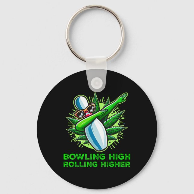 Porte-clés Bowling High Rolling High Funny Weed Bowling Dab (Recto)