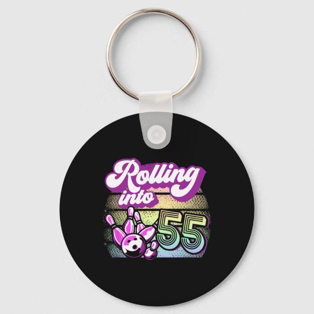 Porte-clés Bowling Party Rolling Dans 55 Bowling Anniversaire (Recto)