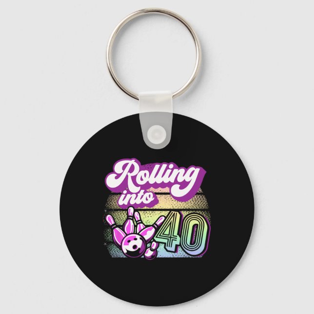 Porte-clés Bowling Party Rolling En 40 Bowling Anniversaire (Recto)