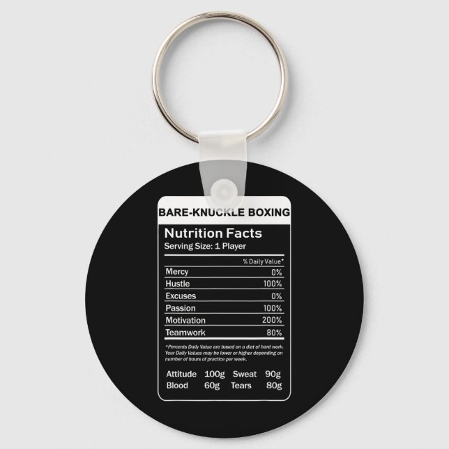 Porte-clés Boxe à mâchoires nues Valeur nutritive (Recto)