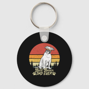 Porte-clés Boxe blanche papa Jamais Vintage Retro Dog Fête de