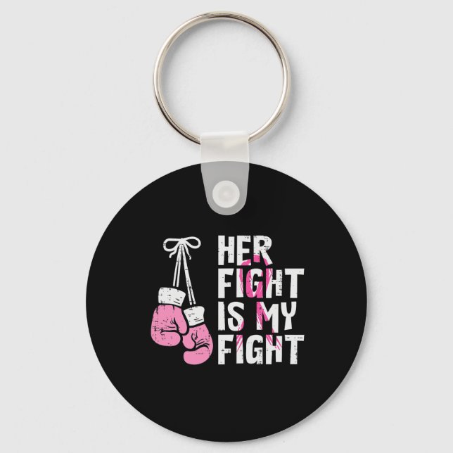 Porte-clés Boxe de cancer du sein Gants Son combat Mon combat (Recto)