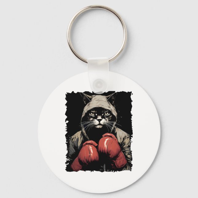 Porte-clés Boxe De Chat Avec Gants Et Boxer De Chat Uniforme (Recto)