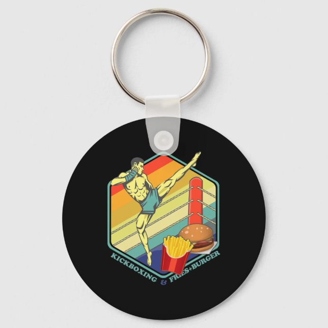 Porte-clés Boxe thaïlandaise de kickboxing Frites Burger Fast (Recto)
