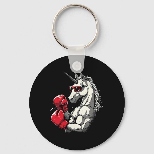 Porte-clés Boxe Unicorne Avec Gants De Boxe Kickboxing Cute (Recto)
