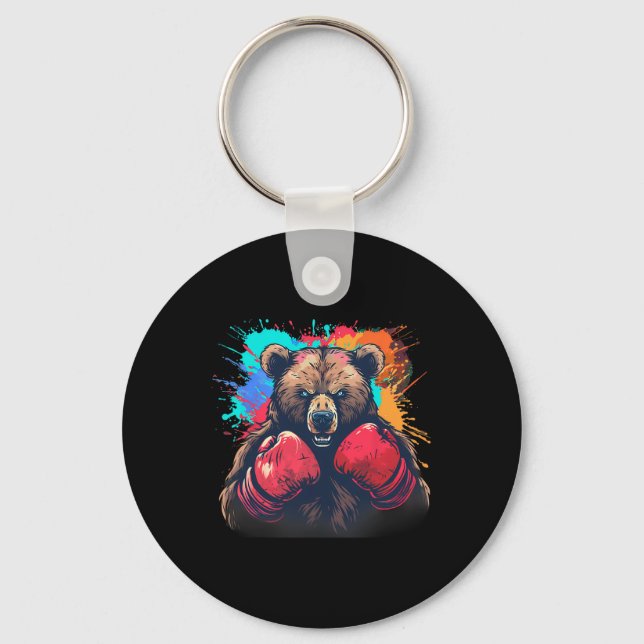 Porte-clés Boxer Bear With Boxing Gloves Kickboxing Funny Box (Recto)