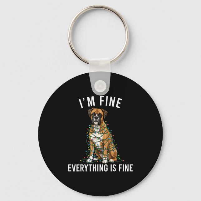 Porte-clés Boxer Dog Christmas I'm Fine Everything Is Fine  (Recto)