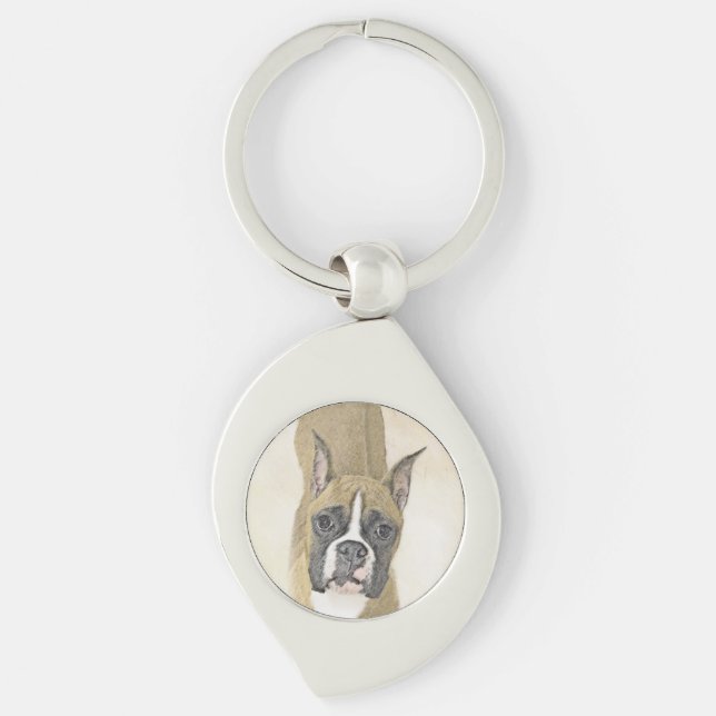 Porte-clés Boxer Peinture - Cute Original Chien Art (Devant)