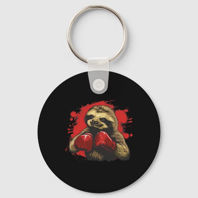 Porte-clés Boxer Sloth Avec Gants De Boxe Kickboxing Funny Bo (Recto)