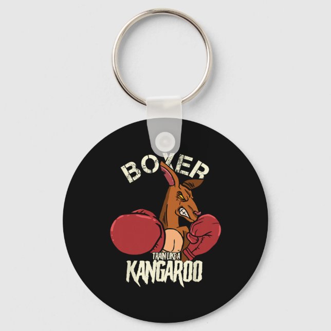 Porte-clés Boxeur Boxe Kickboxing S'entraîner Comme Un Kangou (Recto)