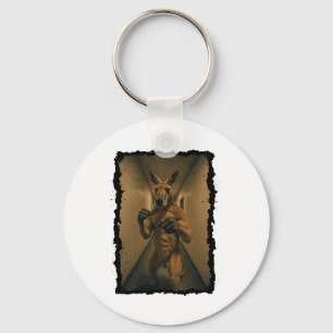 Porte-clés Boxing Retro Kangaroo Debout Dans Le Hallway Fun