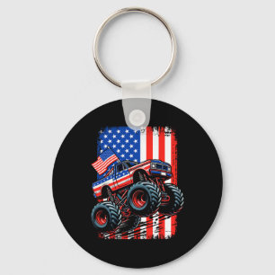 Porte-clés Boys Monster Truck Usa Drapeau Monster Truck 4th O