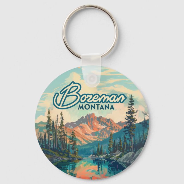 Porte-clés Bozeman Montana Montagnes Rocheuses Vintage (Recto)