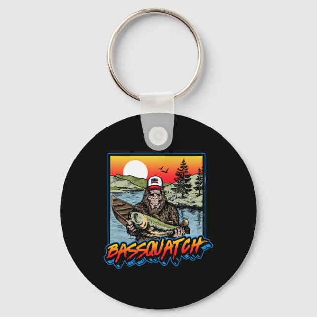 Porte-clés Bquatch ! Funny B Fishing Sasquatch Retro 80s Fish (Recto)