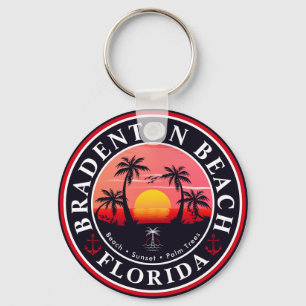 Porte-clés Bradenton Florida Retro Sunset Palmiers 1960