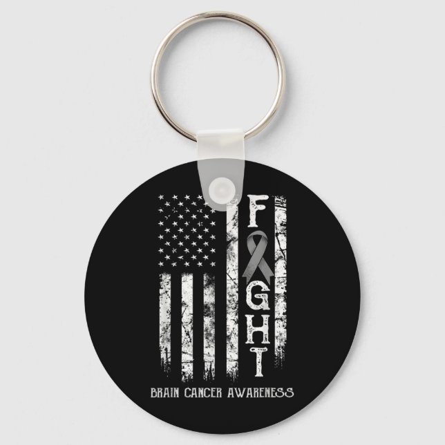 Porte-clés Brain Cancer Warrior Us Flag  (Recto)