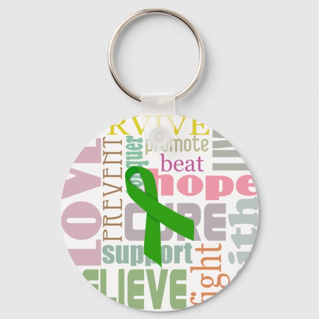 Porte-clés Brain Injury Green Ribbon Inspiration Keychain (Recto)