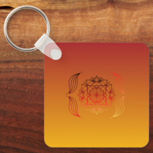 Porte-clés Braises Éthérées, Mandala Floral Incandescent