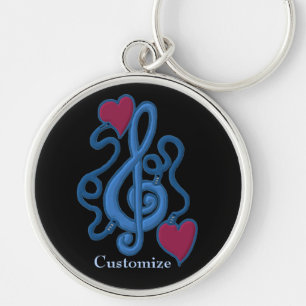Porte-clés Branché au porte - clé 2 de note bleue de musiqu