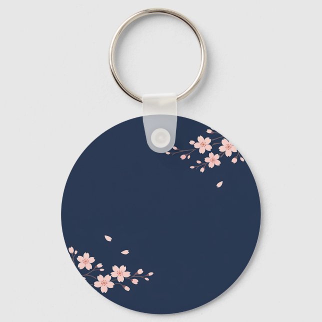 Porte-clés Branche de cerisier Navy (Recto)