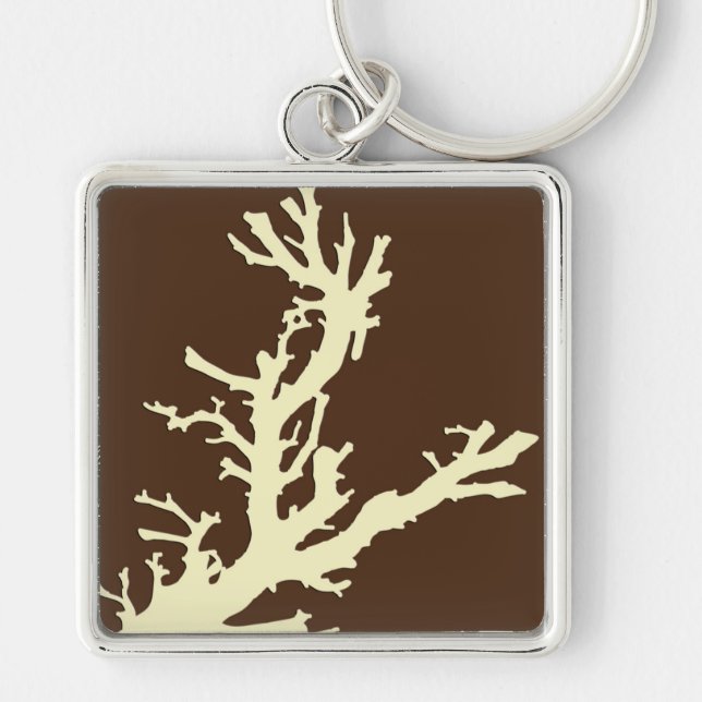 Porte-clés Branche de corail - cacao brun et beige (Devant)