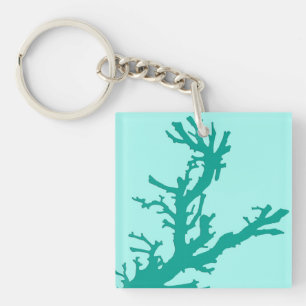 Porte-clés Branche de corail - turquoise et aqua