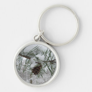 Porte-clés Branche des pins neigeux Photographie de la nature