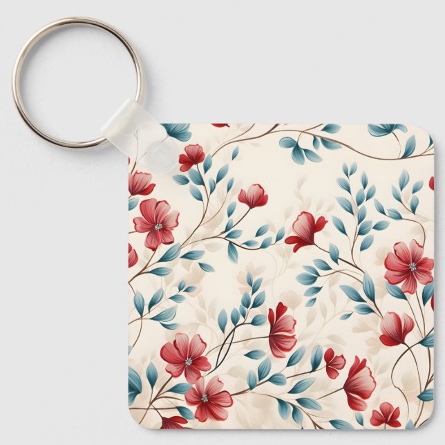 Porte-clés Branche florale botanique élégante (Recto)