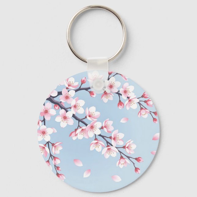 Porte-clés Branches de fleurs de cerisier motif serein (Recto)