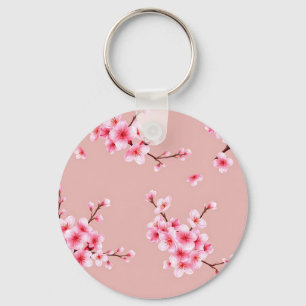 Porte-clés Branches de fleurs de cerisier rose motif